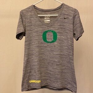 Nike Oregon Ducks Sz Large Womens V Neck Short Sleeve Top / Shirt, Black / White